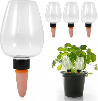 Productafbeelding van Plantenwatergeefbollen 4 stuks, 500 ml, terracotta, automatische waterafgifte, voor binnenplanten