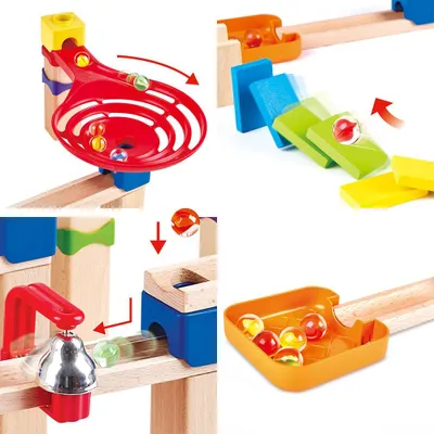 Immagine prodotto di Pista per biglie a due corsie con domino Hape