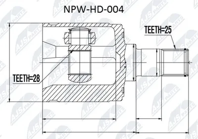 Produktbild von NTY Gelenksatz Antriebswelle Vorne Rechts Radseitig für HONDA Jazz II Schrägheck (GD, GE3, GE2) NPW-HD-004