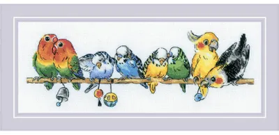 Produktbild von Riolis Kreuzstich Stickpackung "Papageien ", Zählmuster, 40x15cm