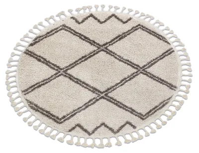Produktbild von Teppich BERBER ASILA Kreis sahne / braun Franse berber marokkanisch shaggy beige rund 160 cm