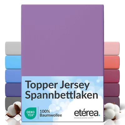 Obrázek produktu pro Étérea Topper – napínací prostěradlo z jersey 200 × 220 cm – 100 % bavlna, zachovává tvar a snadno se udržuje – fialová