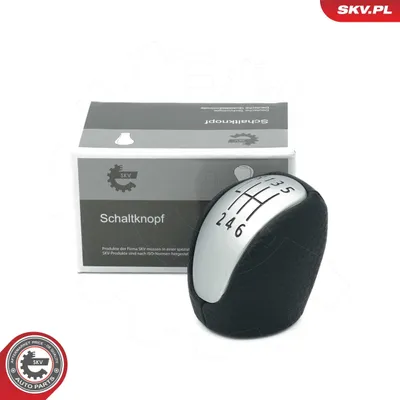 Produktbild von ESEN SKV Schaltknauf Schalthebelknauf Silber Polyurethan(Polyurethan) Leder 6-Gang für RENAULT LAGUNA III Grandtour (KT0/1) LAGUNA III (BT0/1)