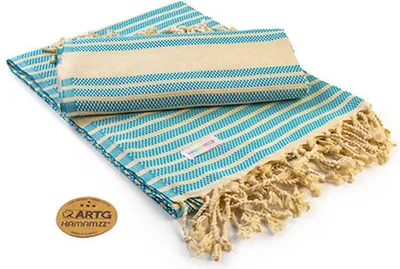 Produktbild von A&R AR055 | Badetuch Hamamzz® Original Bodrum De Luxe Towel - 100 x 180 - Farbe: Petrol/Ivory - Größe: 100 x 180 cm