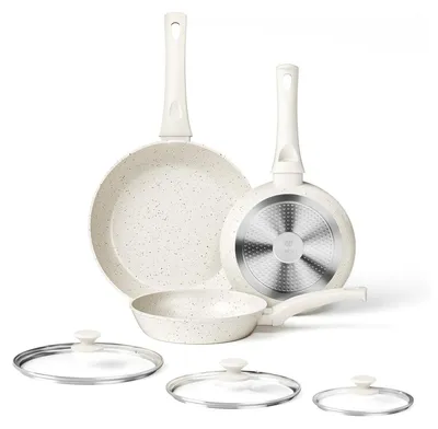 Produktbild von 6-teiliges Pfannenset Keramik Bratpfanne Induktion Antihaftbeschichtung mit Deckel