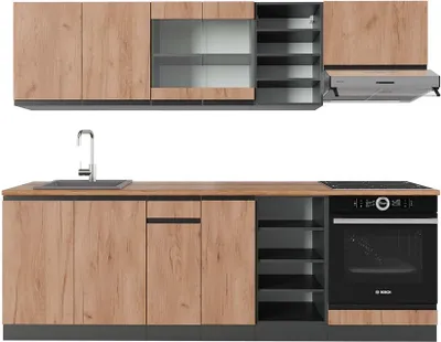 Obrázek produktu pro Kuchyňský kout Vicco R-Line Zlatý dub power/antracit 240 cm , PD Dub, Model 43221