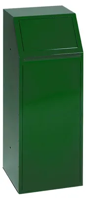 Produktbild von Robuster Wertstoffsammler mit Einwurfklappe selbstschließend | 68 Liter, HxBxT 100x40x40cm | Verzinkter Stahl | Grün