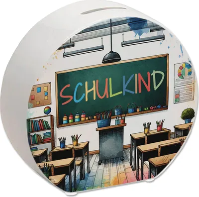 Produktbild von Bunte Keramik Schultafel-Design Spardose für Schulkinder, 13x14x5cm