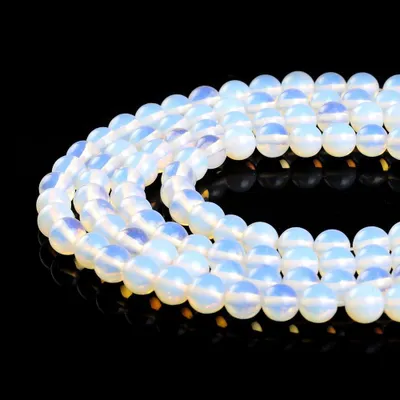 Runde Natursteinkugeln für Schmuck, 4 mm, weiß