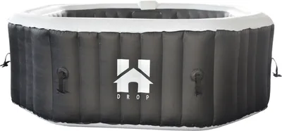 Produktbild von HOME DELUXE - Outdoor Whirlpool - Drop - Farbe: Schwarz, ⌀ 185 cm, Höhe 65 cm, 130 Luftdüsen - inkl. Abdeckung, Reparaturset, Filterset I Außen Whirlpool Spa für 6 Personen