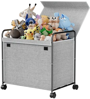 Immagine prodotto di Grande scatola portaoggetti con ruote, ideale per bambini, con coperchio