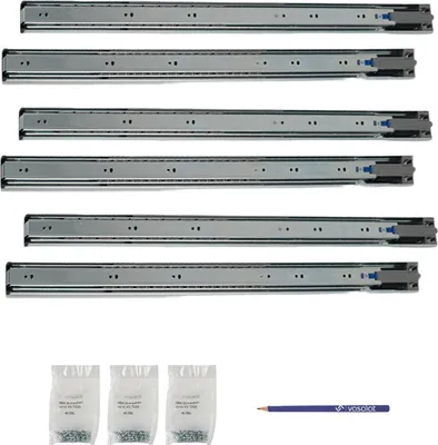 Produktbild von Schubladenschienen 650mm softclose Kugelführung - Vollauszug mit integrierter Dämpfung, 32-Systemlochung - 3 Paar