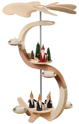 Produktbild von 2-stöckige Teelicht Pyramide S-Form 46 cm, Modell:Bergwichtel und Weihnachtswichtel