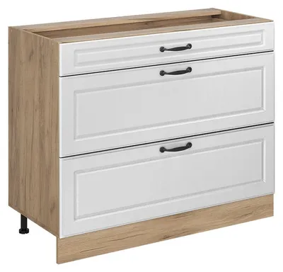 Produktbild von Küchenunterschrank Vicco R-Line Weiß Landhaus/Goldkraft Eiche 100 cm ohne Arbeitsplatte, Model 71631