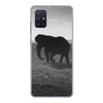 Produktbild von MuchoWow® Handyhülle Schutzhülle Hülle für Samsung Galaxy A71 Elefant - Einfarbig - Tiere - Schwarz und weiß Silikon Softcase Handy Hülle - Kartenbesitzer