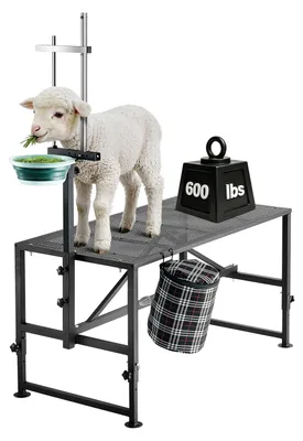 Produktbild von VEVOR Melkstand für Ziegen, 272 kg, mit Futterbehälter, Verstellbarem Kopfstück & Werkzeugkorb, Ziegenständer für Fellpflege & Klauenpflege, Metallplattform für Schafe, 1195x584x838 mm, Schwarz