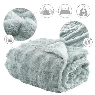 Immagine prodotto di Coperta grigia di peluche per il divano coperta super morbida per il soggiorno coperta di flanella per il divano coperta di lancio coperta per il letto divano camera da letto ufficio 160x200cm