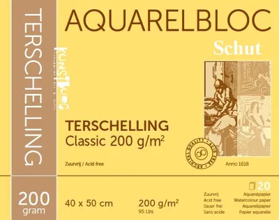 Obrázok produktu pre Blok akvarelového papiera Schut Terschelling, 40 x 50 cm, 200 g, 20 listov