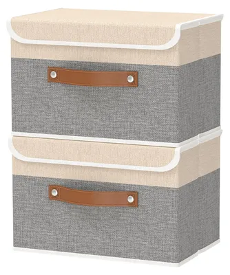 Image de Omgoods - Boîtes de rangement avec couvercle, conteneurs pliables pour vêtements, lot de 2