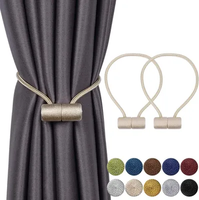 Produktbild von Magnetische Vorhang Raffhalter Vorhang Clips Seil Rückwärtige Vorhang Halter Schnallen Vorhang Binder Gardinenhalter für Haus Dekoration Cafe Büro 2 Stück
