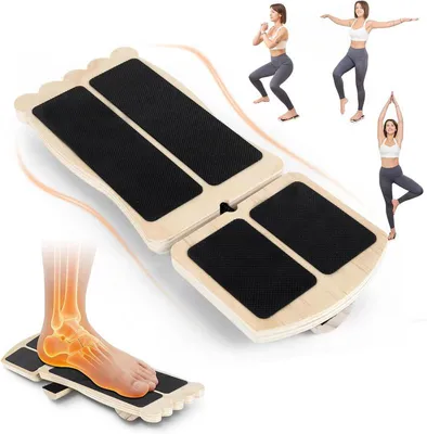 Produktbild von Sprunggelenk Balance Board, Fußtrainer für Physiotherapie & Plantarfasziitis, Birke Anti-Rutsch, Reha-Board mit Übungsanleitung