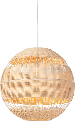 Produktbild von QAZQA - Art Deco Pendelleuchte I Esstisch I Esszimmer I Pendellampe I Hängelampe I Pendellampe I Pendelleuchte I Lampe I Leuchte im Landhausstil weiß mit Rattan - Rattan I Wohnzimmer I Schlafzimmer -