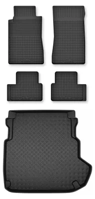 Productafbeelding van Rubberen automatten + kofferbakmat voor Mercedes-Benz Klasa E W211 2002-2009 (sedan) – 5-delig, zwart, op maat – Wielganizator Semi-Universal
