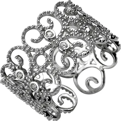 Produktbild von Offener Ring aus 925 Silber mit 10 weißen Zirkonia Fingerring mit Ornament Innenumfang 52mm  Ø16.6mm