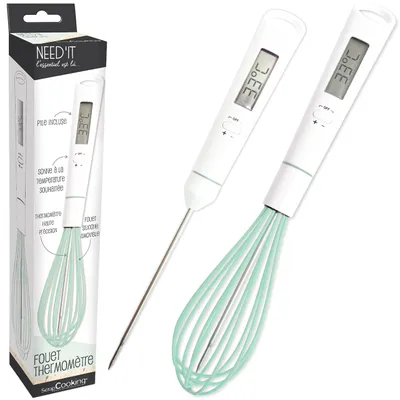 2-in-1 Thermometer-Schneebesen, Küchenthermometer, Silikon, -20 bis 250 °C