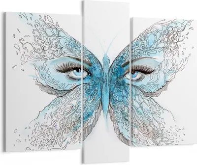 Produktbild von Bild auf Leinwand - Leinwandbild - Illustration Gesicht Schmetterling Wimper - 95x80cm - Wand Bild - Wanddeko - Leinwanddruck - Bilder - Kunstdruck - Leinwand bilder - Wandkunst - CB95x80-3026