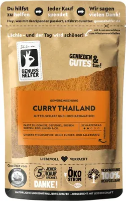 Produktbild von Thailand Curry, mittelscharf, aromatisches Thai Curry Pulver, leckerer Paprikageschmack, ideal für asiatische Speisen, 100g