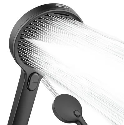 Produktbild von Duschkopf 140mm mit 3+1 Strahlarten, Wassersparender Hochdruck Sparduschkopf 6,9 L/min, Antikalk, Schwarz