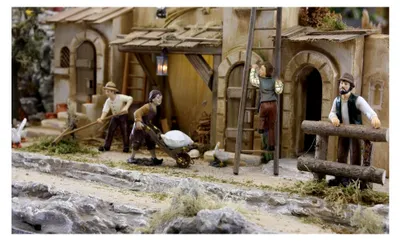 Produktbild von 5 Wollschafe / Höhe: 7 cm / handbemalt / detailgetreue Krippenfiguren - Tischdekoration für Weihnachten