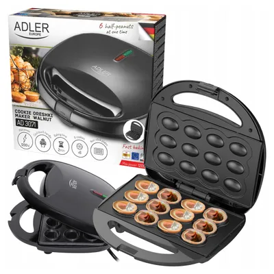 Produktbild von Adler AD 3071, 6 Cookies, 750 W, Schwarz, Edelstahl, 235 mm, 215 mm