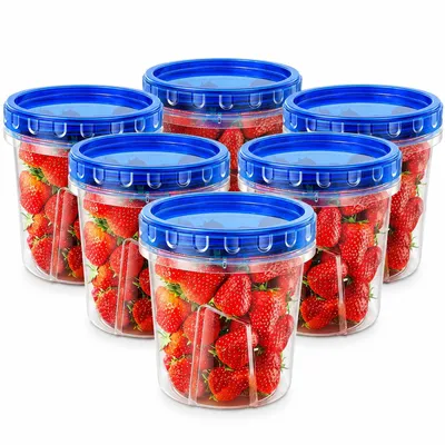 Produktbild von 6er Set Frischhaltedosen 710ml rund, stapelbar, luftdicht, BPA-frei, mikrowellen- & spülmaschinengeeignet, auslaufsicher