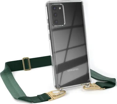 Produktbild von EAZY CASE - Hülle mit Band für Samsung Galaxy Note 20 / Note 20 5G, Handyhülle mit Umhängeband, Silikonhülle transparent, Handykette in Grün