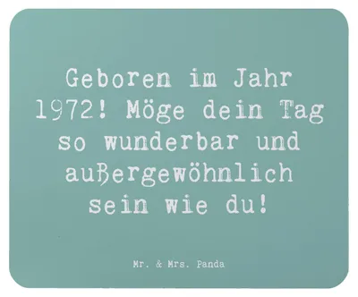 Produktbild von Mr. & Mrs. Panda Mousepad Spruch 1972 Geburtstag - Meeresbrise - Geschenk, computer, Happy Birthday, herzliche Wünsche, Mauspad, Geburtsjahr, mousematte, Meilenstein
