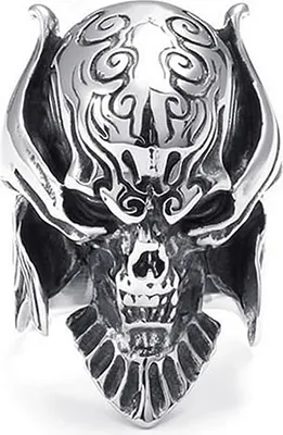 Produktbild von Herrenmode Punk Gothic Schmuck Totenkopf Krieger Helm Edelstahl Band Ring