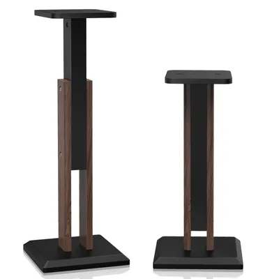Produktbild von 2 x Universal Lautsprecherständer, 65-85cm Höhenverstellbar, Boxenständer Holz für Satelliten Regallautsprecher 4-10 Zoll, 20kg Max, Walnussholzfarbe