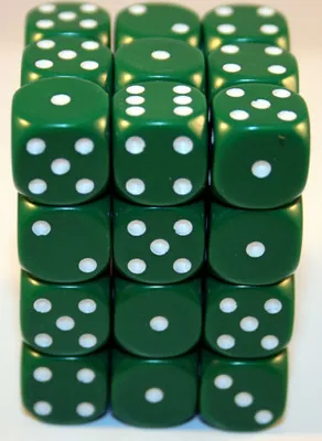 Zdjęcie produktu dla Zestaw kostek Chessex W6x12 nieprzezroczysty zielony/biały