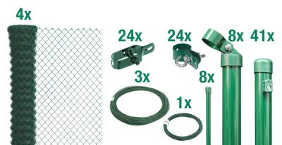Zdjęcie produktu dla Alberts 634674 Ogrodzenie z siatki drucianej jako kompletny zestaw ogrodzeniowy, do zabetonowania, zielone, wysokość 125 cm, długość 100 m
