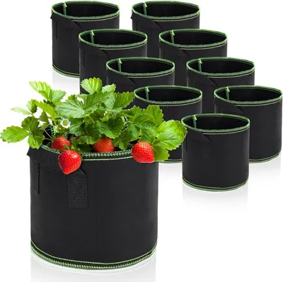 Zdjęcie produktu dla Torba do uprawy 19 l, 10 szt., z uchwytem, do warzyw, czarna, włóknina
