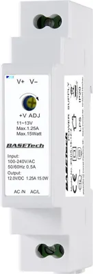 Image de Basetech PSDS-15-12-2 Bloc d'alimentation pour rail DIN 12 V 1.25 A 15 W Nombre de sorties:1 x Contenu 1 pc (BT-2250247)