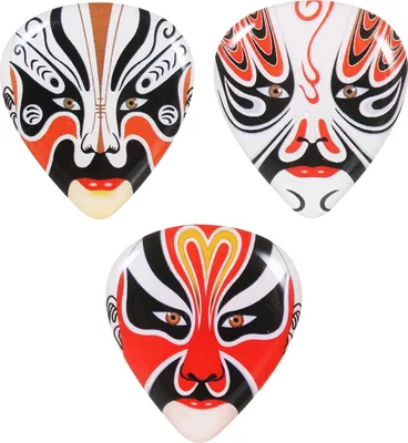 Produktbild von 3er-Pack ABS-Gitarrenplektren mit Peking-Opernmaske, Ukulelen-Fingerpicks, Musikinstrumentenzubehör