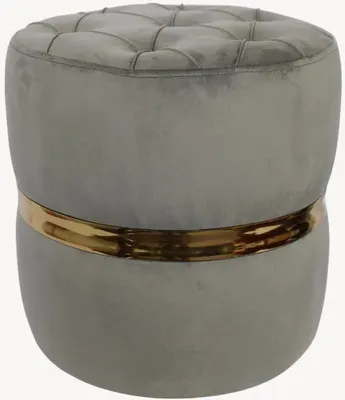 Produktbild von Pouf Sitzhocker Hocker Sitzpouf für Wohnzimmer, Schlafzimmer, Casha 42x40cm Hellgrau-Gold