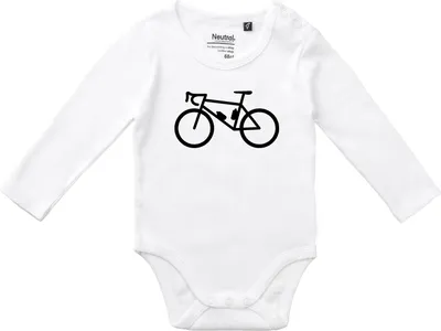 Produktbild von Huuraa Baby Body Bike Fahrrad 80 White  Baumwolle Fairtrade Langarmbody Geschenkidee