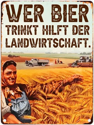 Produktbild von Wer Bier trinkt hilft der Landwirtschaft Metallschild in 15x20 cm