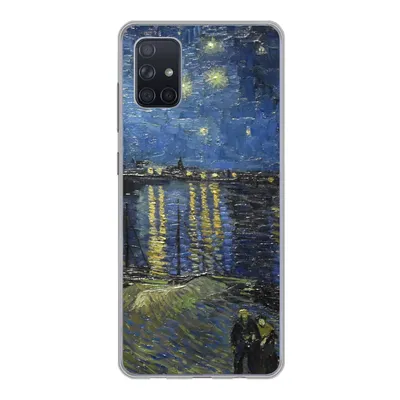 Produktbild von MuchoWow® Handyhülle Schutzhülle Hülle für Samsung Galaxy A71 Sternennacht über dem Orsay Paris - Vincent Van Gogh Silikon Softcase Handy Hülle - Kartenbesitzer