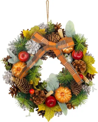 Image de Couronne MagicHome Nature, d'automne, orange, avec nud, 30 cm