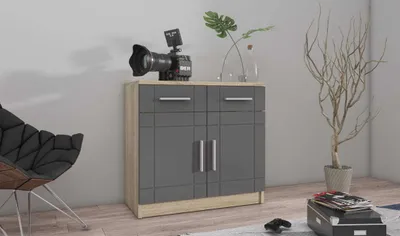 Produktbild von Kommode Paris 2F2S sonoma eiche + graphit